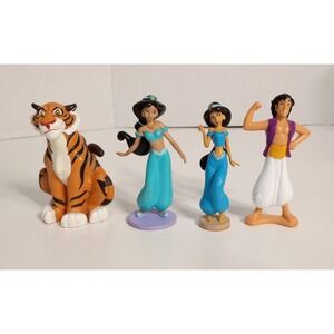 Disney Aladdin Figure Set Jasmine & Rajah, Aladdin, PVC Toys Cake Tops- Lot of 4